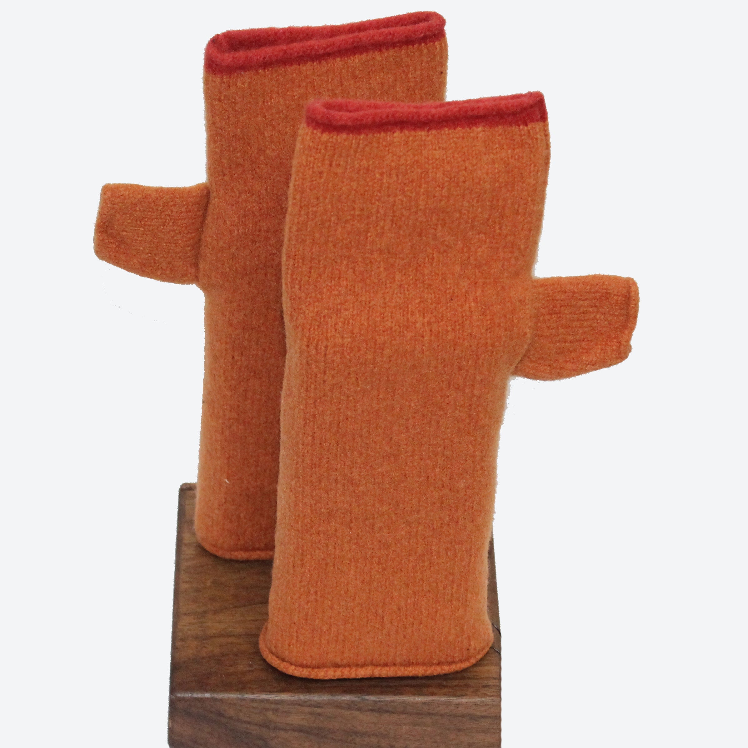 Katie Mawson Gloves, Plain With Trim, Burnt Sienna