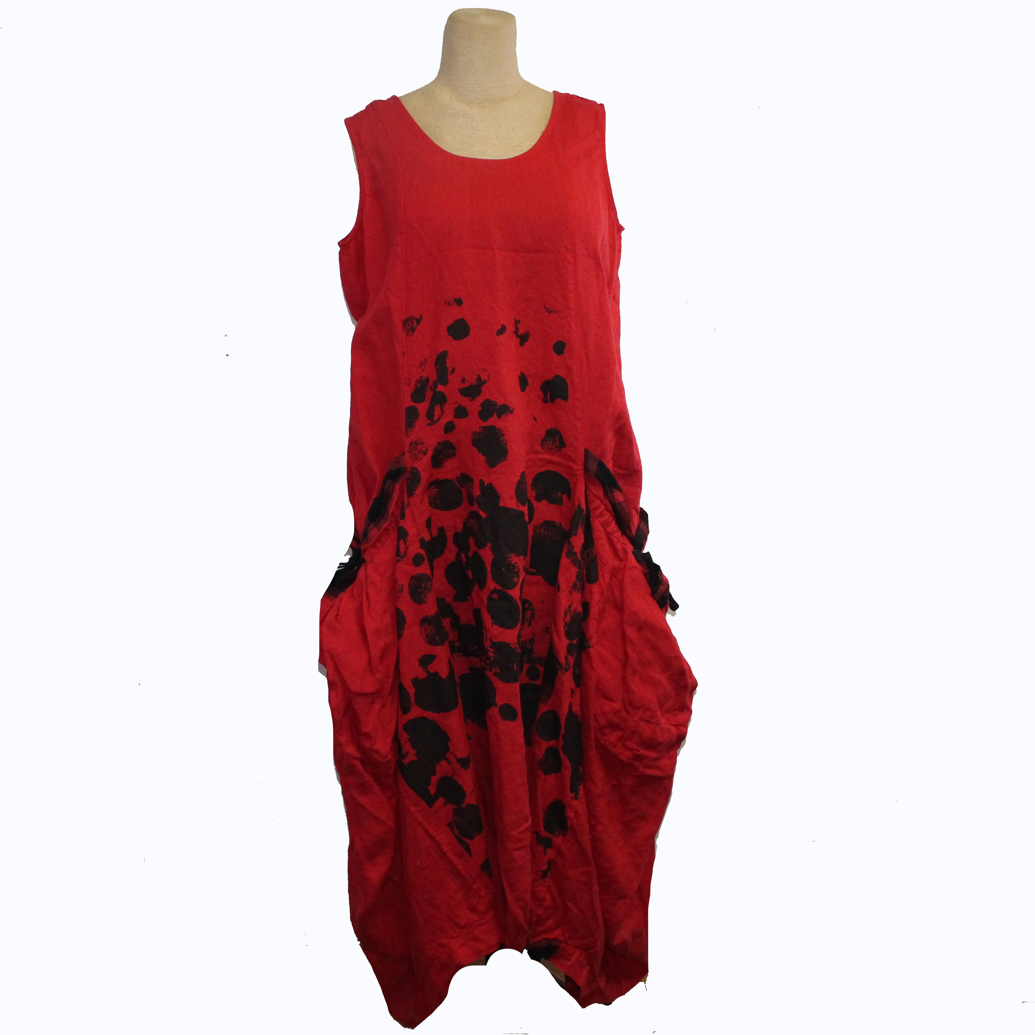 Mara Gibbucci Dress, Red/Black Circle Print S