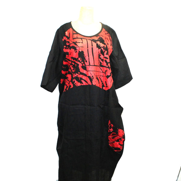 Mara Gibbucci Dress, Black/Red Print M