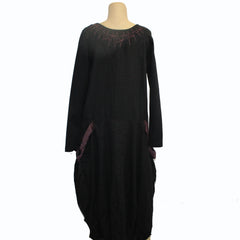 Mara Gibbucci Dress, Circle Print, Black/Burgundy S