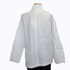M Square Shirt, Mandarin Swing Pintuck, White L