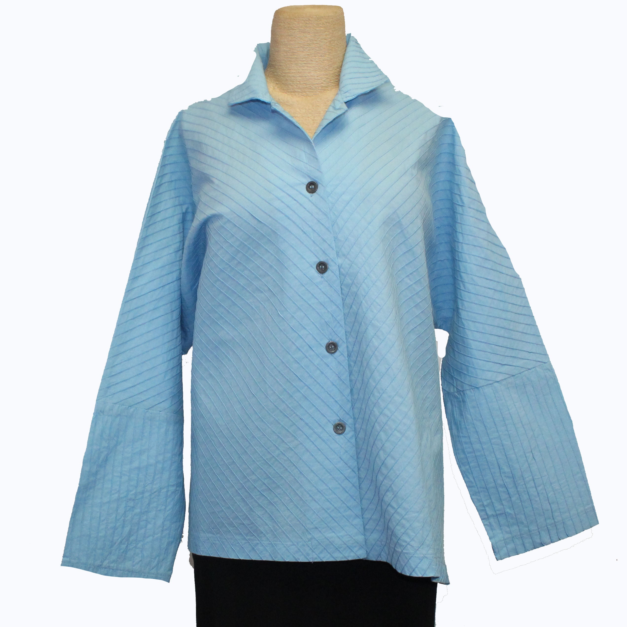 M Square Shirt, Mandarin Swing, Pintuck, Sky Blue M, L & XL