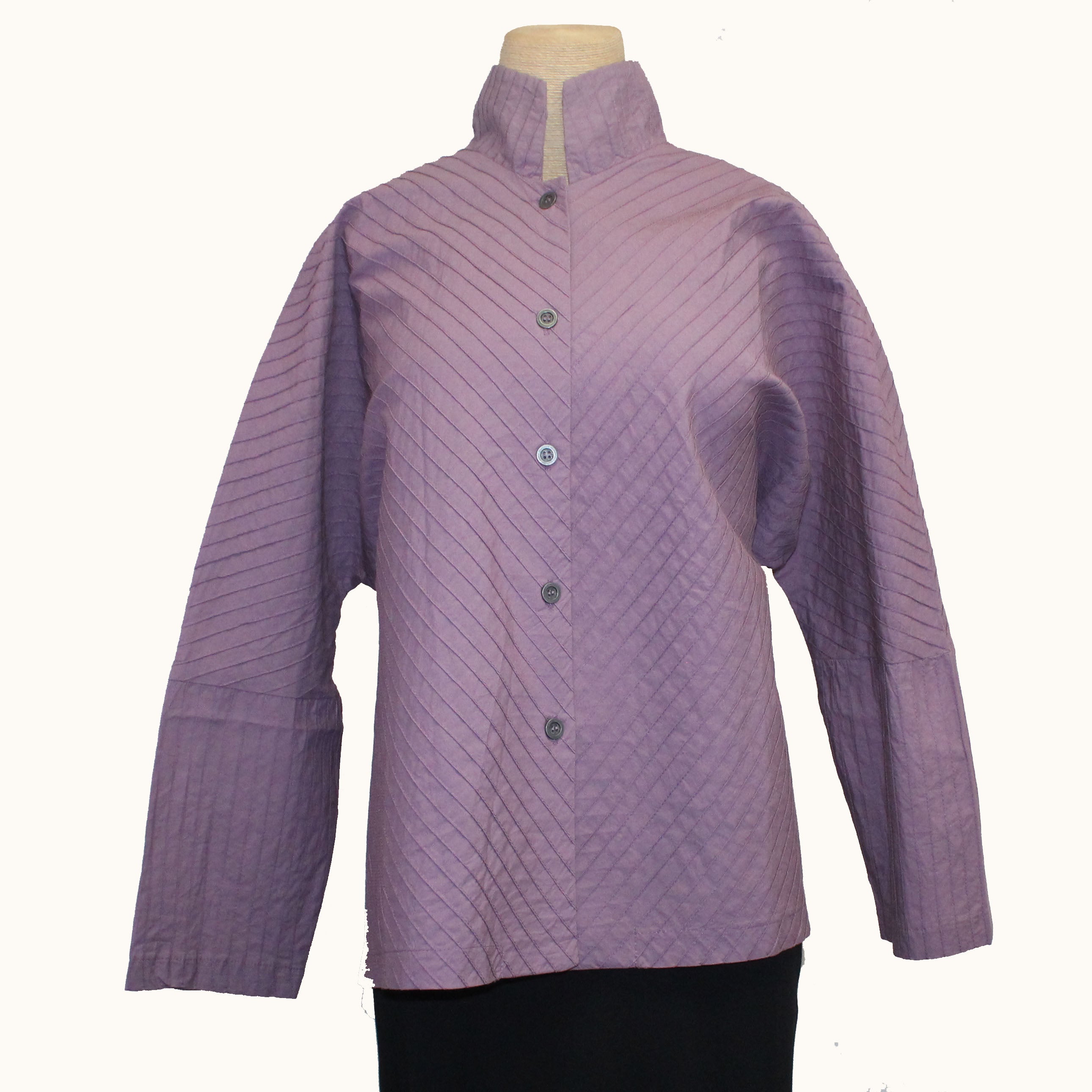 M Square Shirt, Mandarin Swing Pintuck, Lavender XL