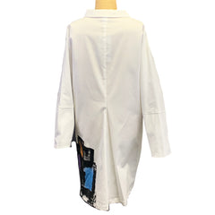 M Square Shirt, Painted Off Set, Flare, White/Multi-Color L/XL