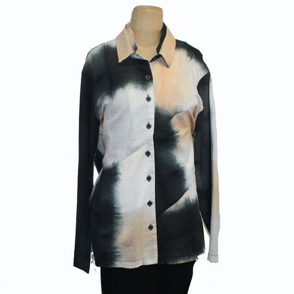M Square Shirt, Double Collar, Iron, Black/Teal/Ivory/Apricot, XL