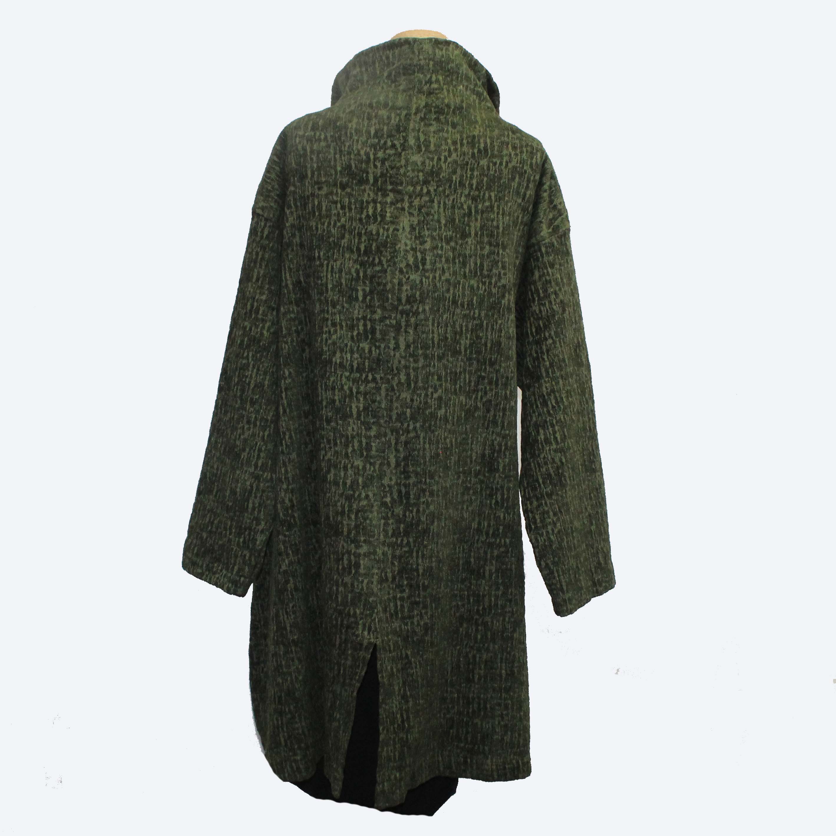 M Square Coat, Funnel Neck. Fern/Grass M/L