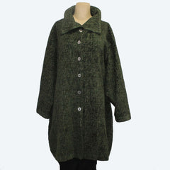 M Square Coat, Funnel Neck. Fern/Grass M/L