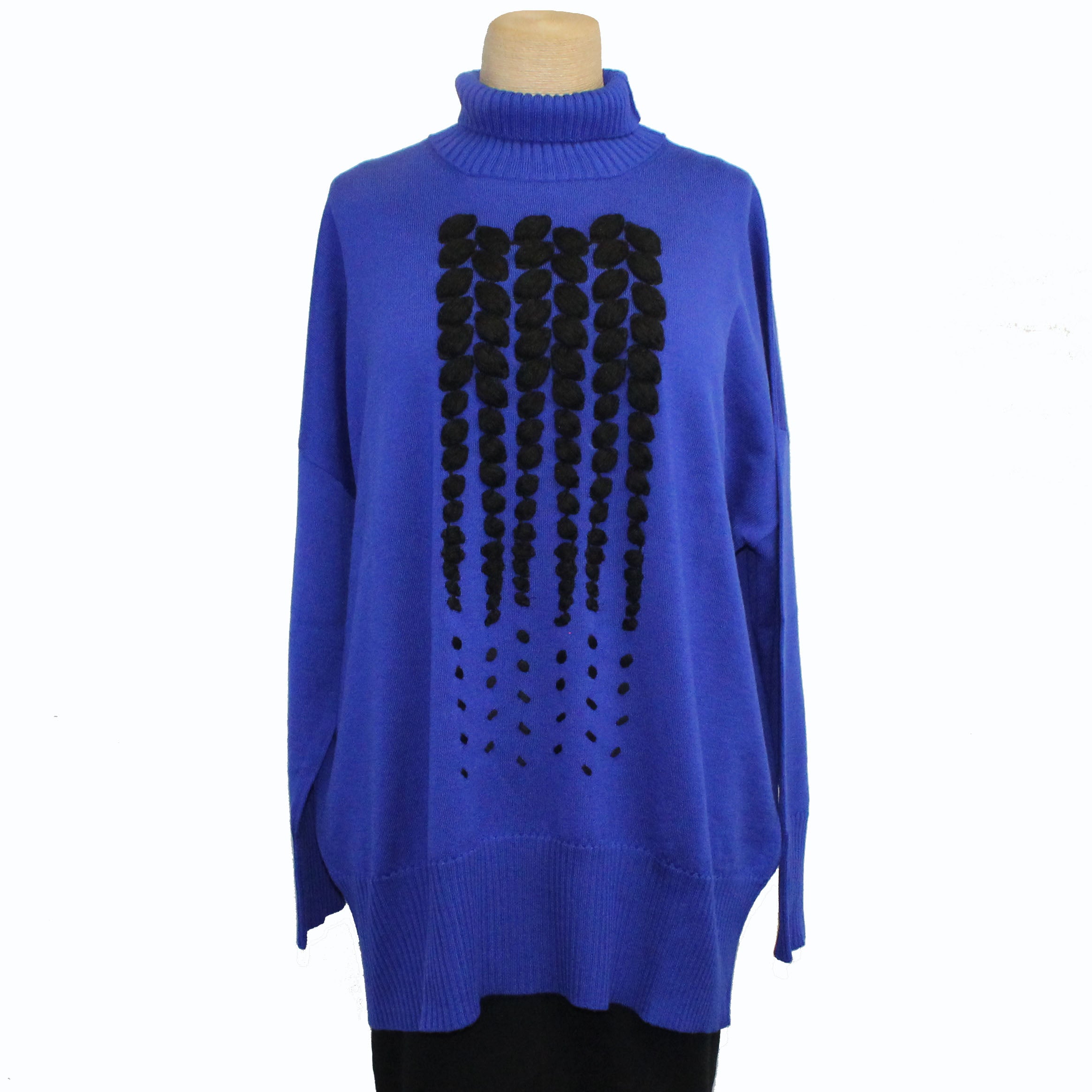 Pier Antonio Gaspari Sweater, Embroidered, Ocean/Black XXL