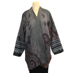 Yaza Jacket, Uma, Paisley, & Stripes, Eggplant/Grey/Charcoal #1, Fits S-XL