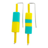 Frank Ideas Earrings, Color Block, Teal/Yellow