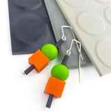 Frank Ideas Earrings, Jello, Green/Orange