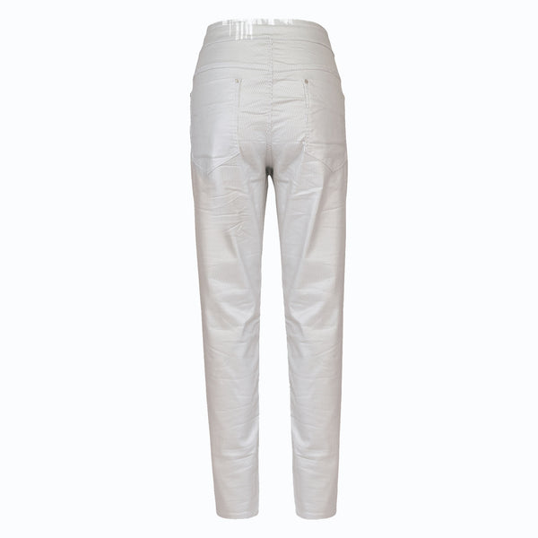 Alembika Pant, Stretch Jeans, Silver/White Pinstripe L & XL